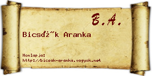 Bicsák Aranka névjegykártya