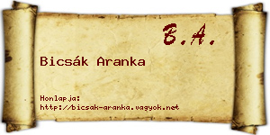 Bicsák Aranka névjegykártya